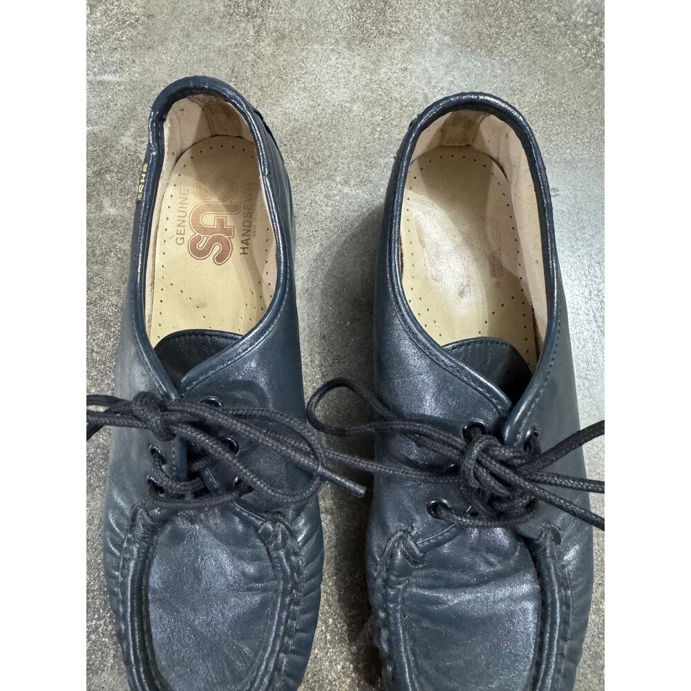 SAS Women's Shoes Sz 8 Siesta Lace Up Comfort Moc Loafer Shoes Navy Leather USA